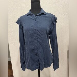 Anthropologie Cloth & Stone Women's Navy Button-Up Top